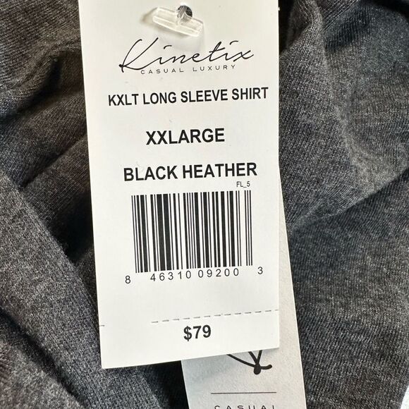NWT Kinetix Casual Luxury Men’s Black Heather Long Sleeve Lightweight - Size XXL - Picture 4 of 6